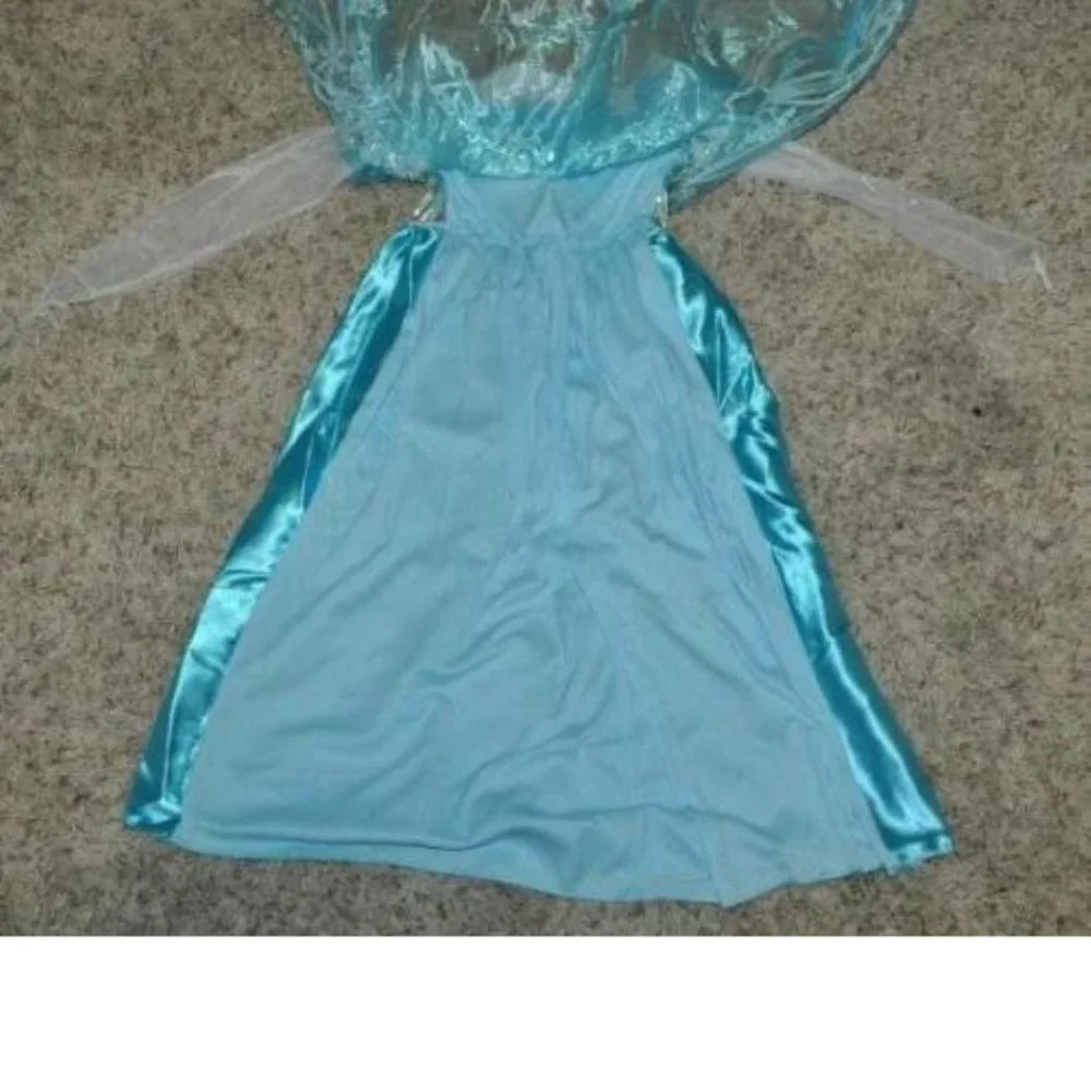 Disney Frozen Elsa Halloween Costume 10/12 Blue Dress, Tiara & Wand 3 Pc Girls